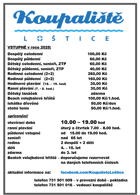 INFO KOUPALIŠTĚ 2025